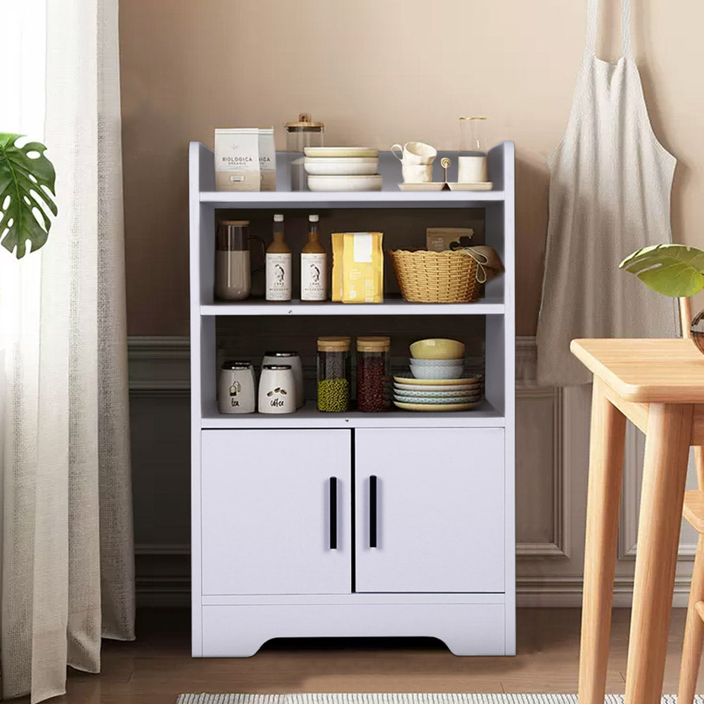 Contemporary Wooden Sideboard Cabinet With Open Storage