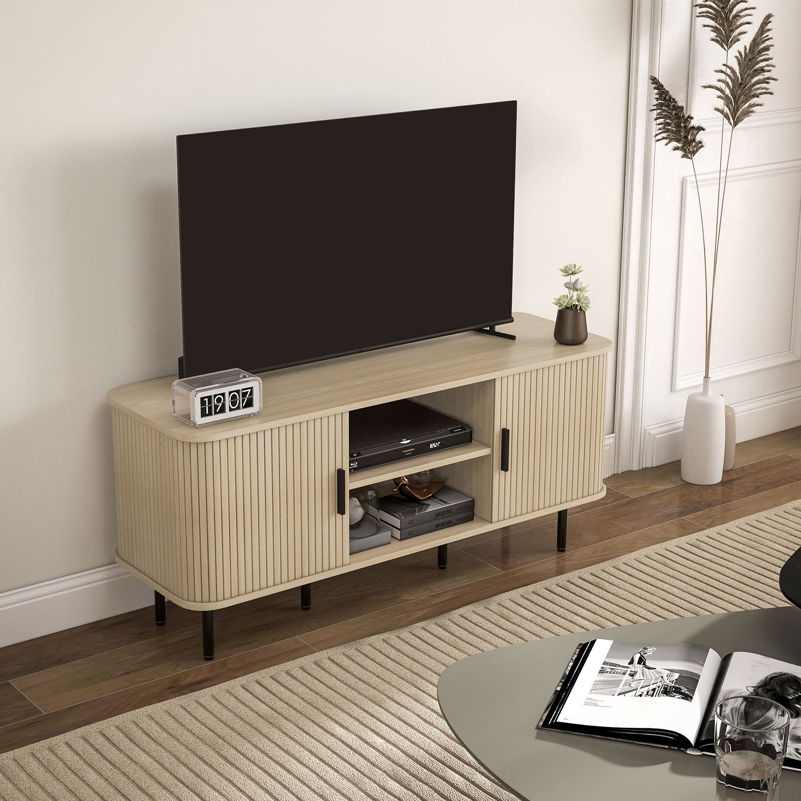 Tv Unit For Living Room, Tv Stand, Oak Tone