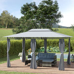 3 X 4m Outdoor 2-tier Steel Frame Gazebo W/ Curtains Outdoor | Gray