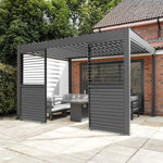 Anthracite Aluminium Pergola With White Blinds, 2 X Side Panels & Led Lights | 3m x 4m | Anthracite