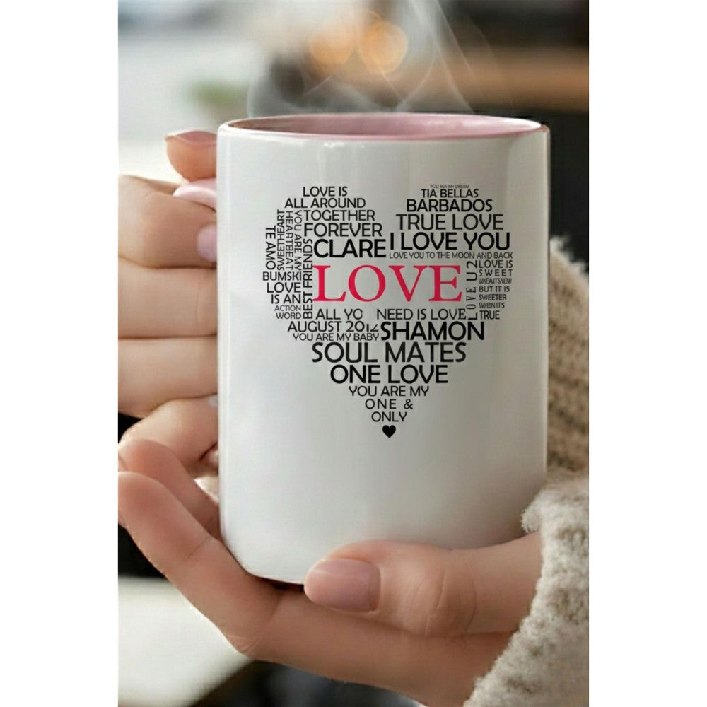 Love Typography Heart Printed Ceramic Mug Valentine’s Day Gift