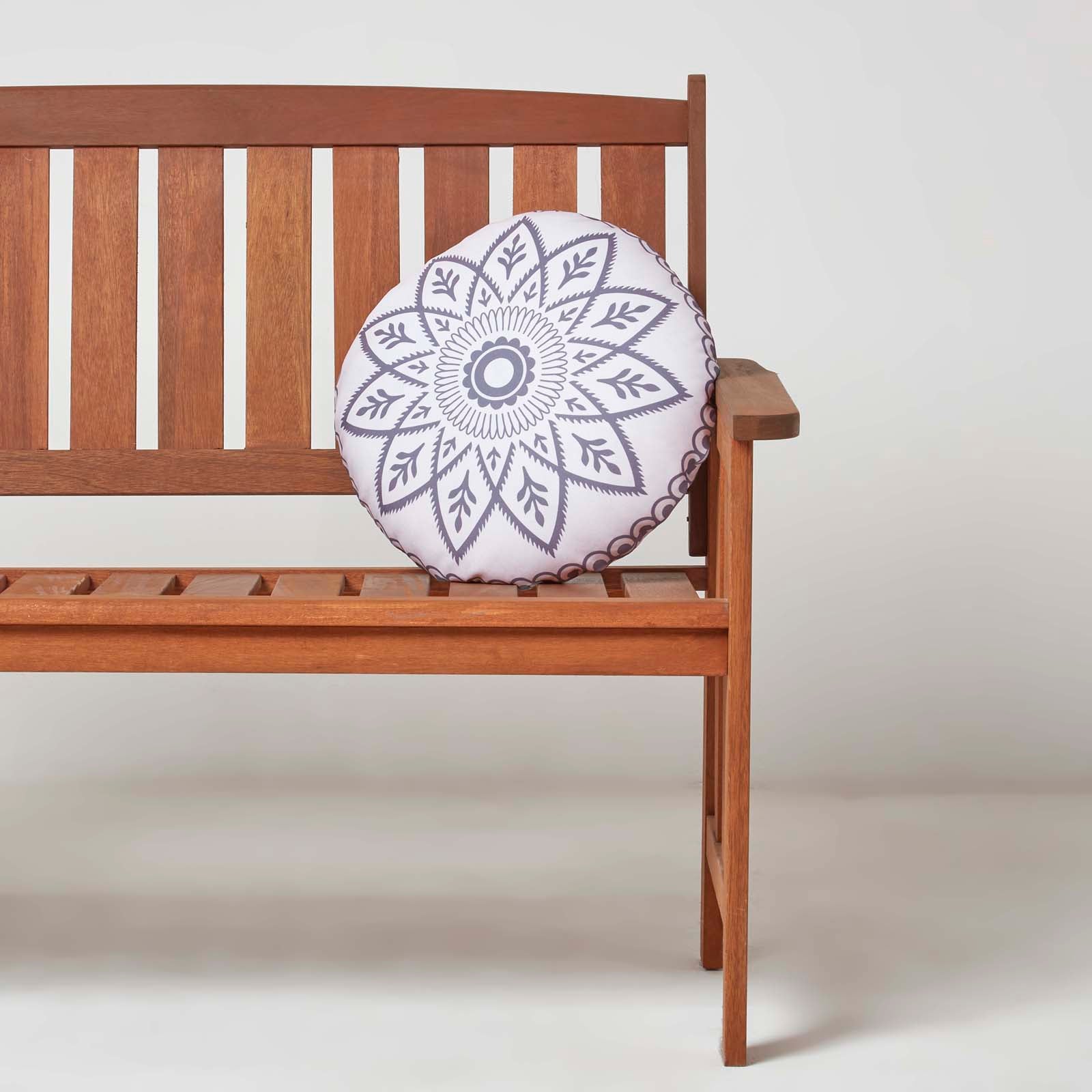 Henna Round Grey Outdoor Cushion 40 Cm, Set Of 2 | 40cm | Grey