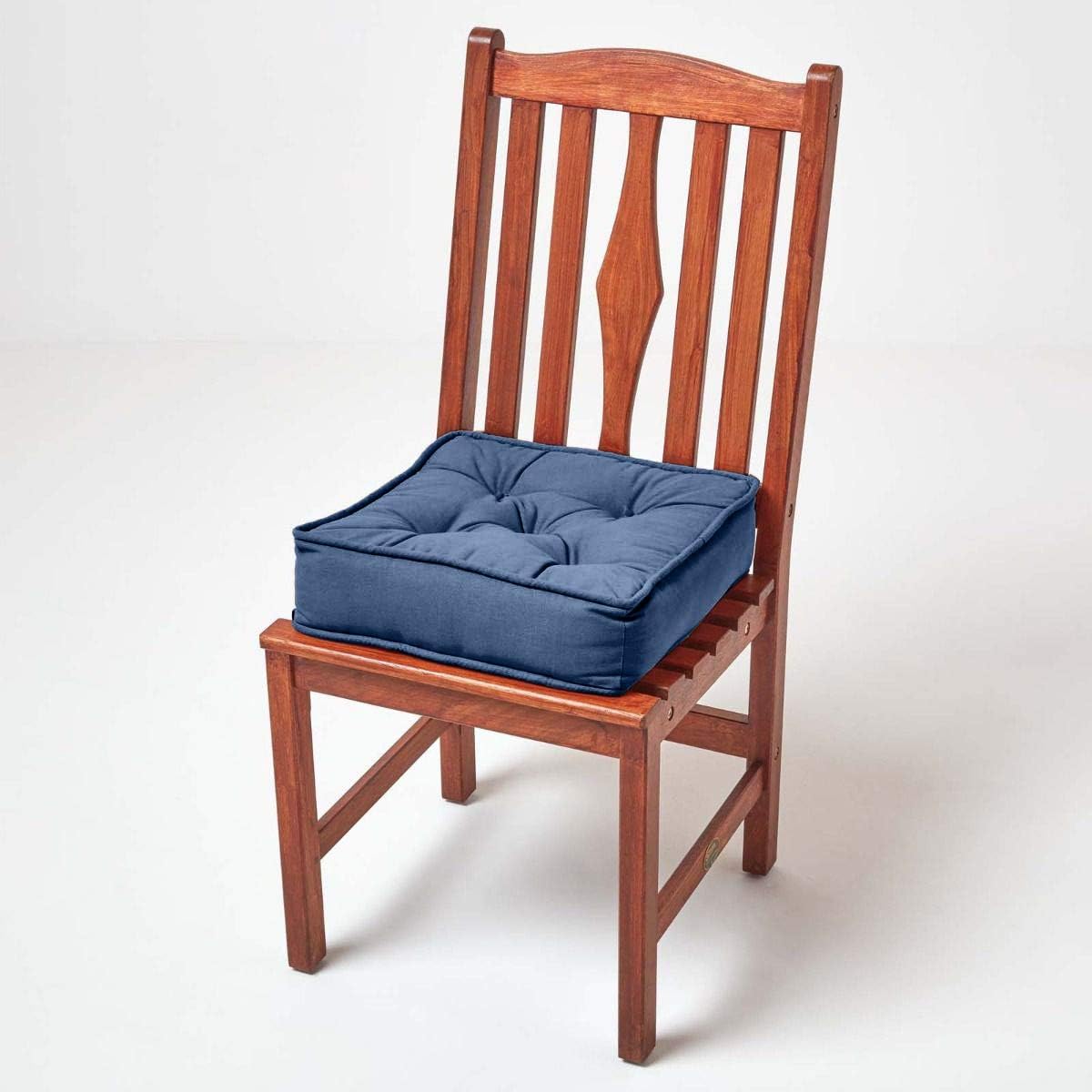 Cotton Dining Chair Booster Cushion | 40cm x 40cm | Navy Blue