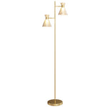 HOMCOM Standing Lamp With Adjustable Dual Head, Modern Floor Lamp, Gold Tone