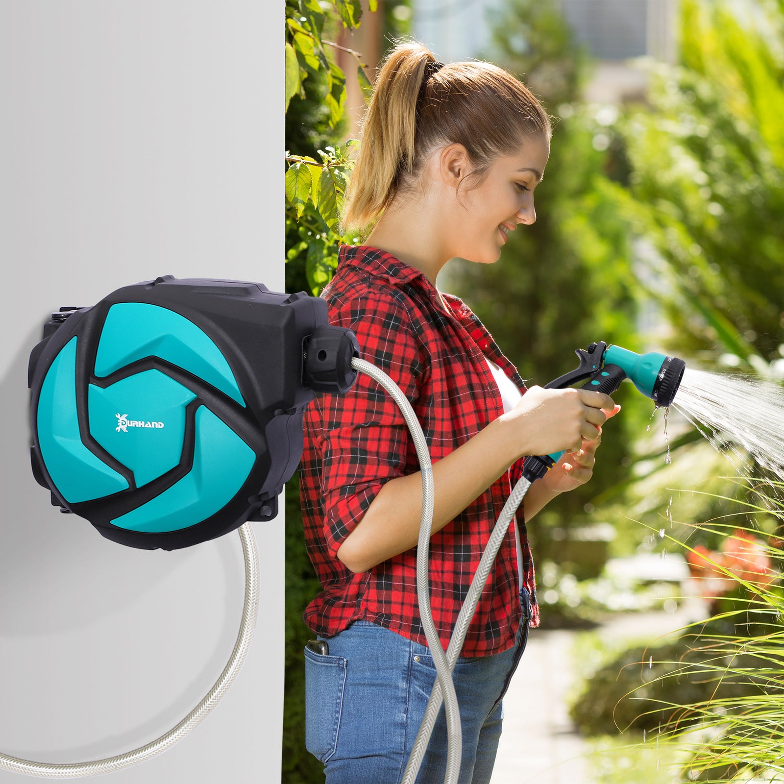 10m Garden Auto Hose Reel Wall Mounted | Blue