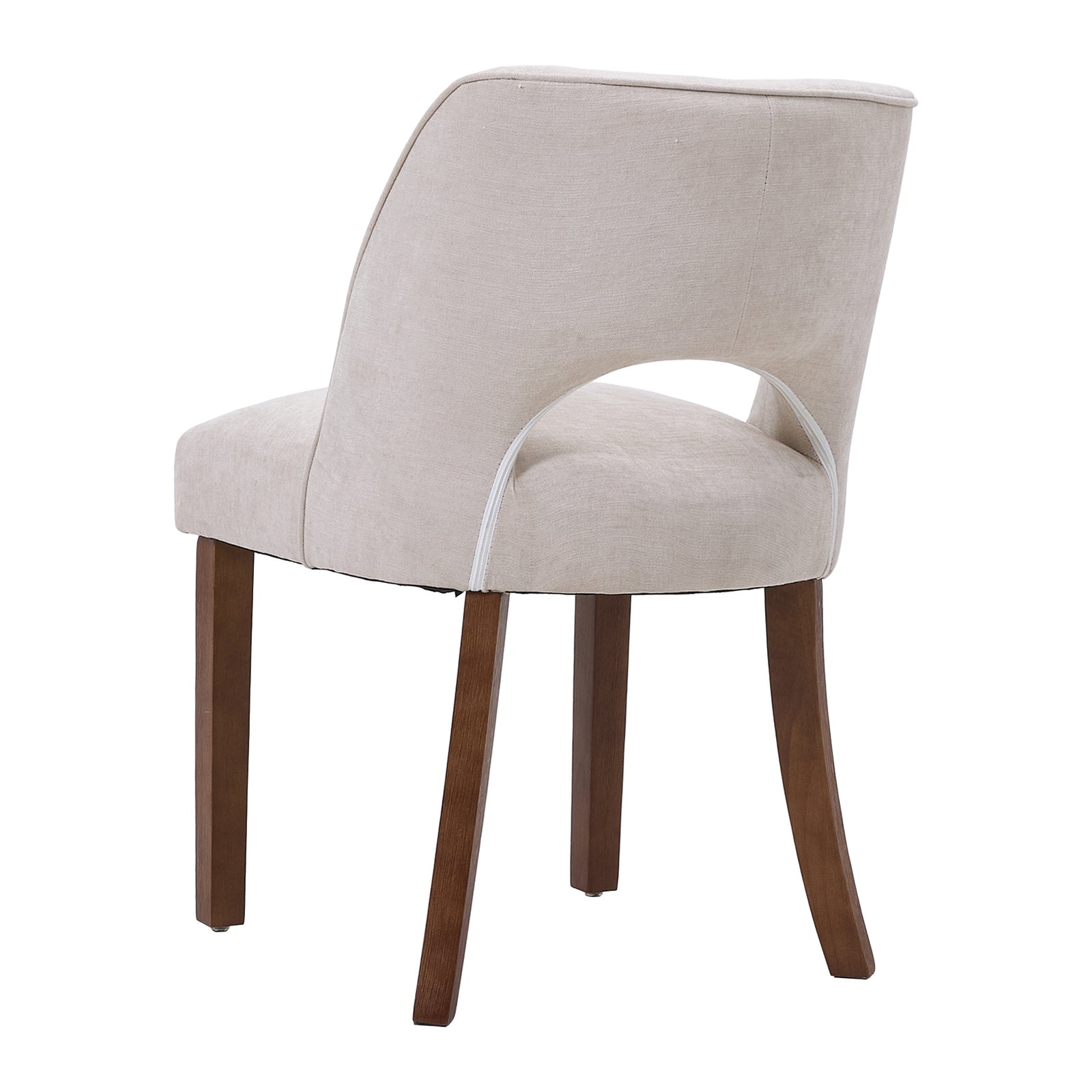 Set Of 2 Chenille Upholstered Dining Chairs | Beige