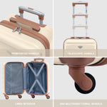 55x35x25cm Lightweight Suitcase - Cabin Carry On - Hard Shell - 4 Wheels Overhead Luggage | Cabin | Cream