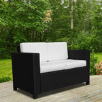 Rattan Wicker 2-seat Sofa Loveseat Padded Garden Furniture | Black