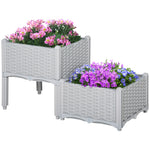 Set Of 2 Raised Flower Bed Plant Stand | Gray