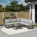 4 Pcs Garden Set W/ 5-level Recline Corner Conversation Set