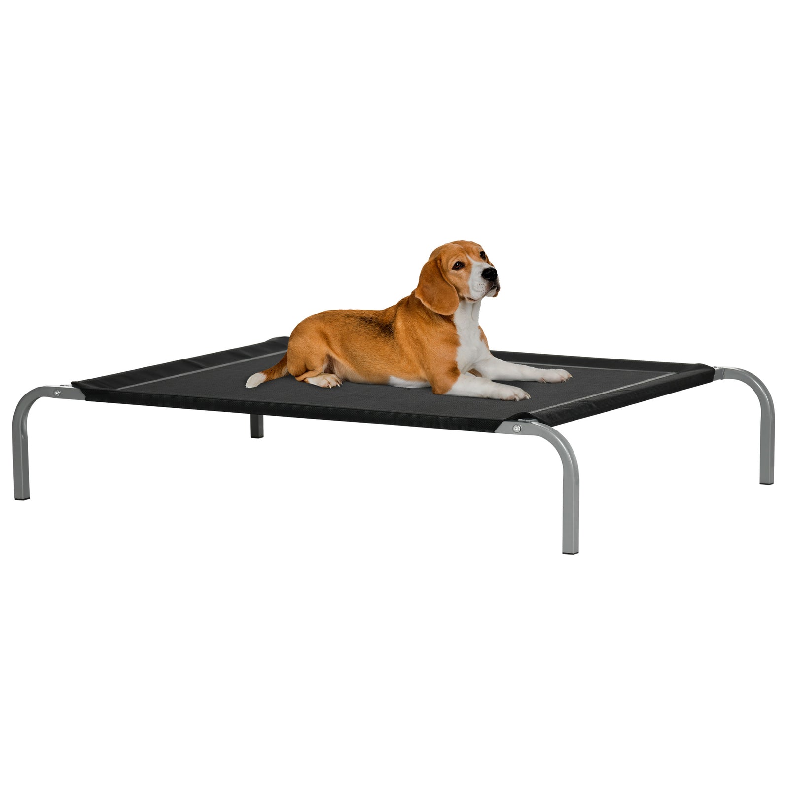 Pawhut Cooling Pet Bed Elevated Dog Bed With Non-slip Pads For Large Medium Dogs | Black