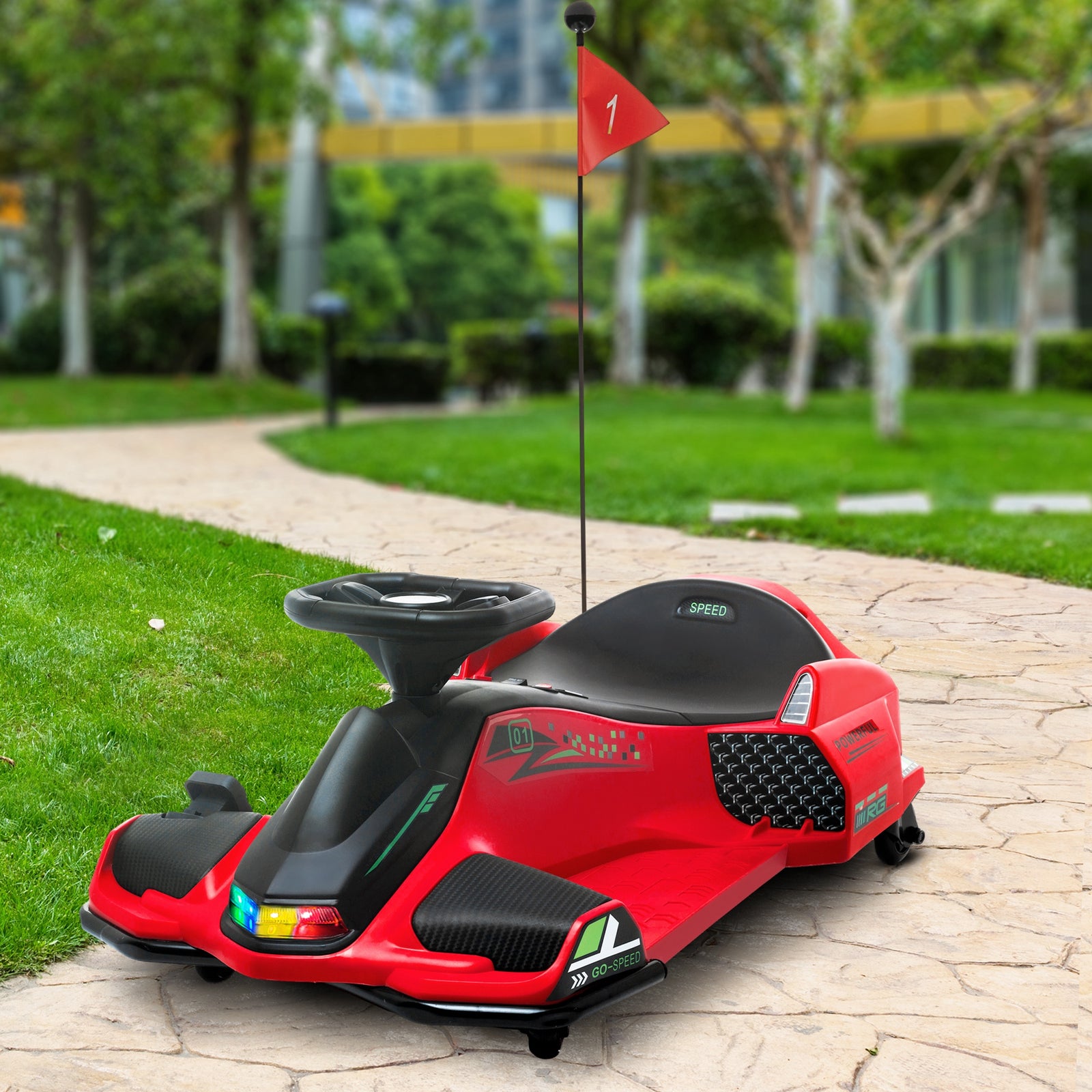 12v Electric Go Kart For Kids With Music, Led Lights | Red