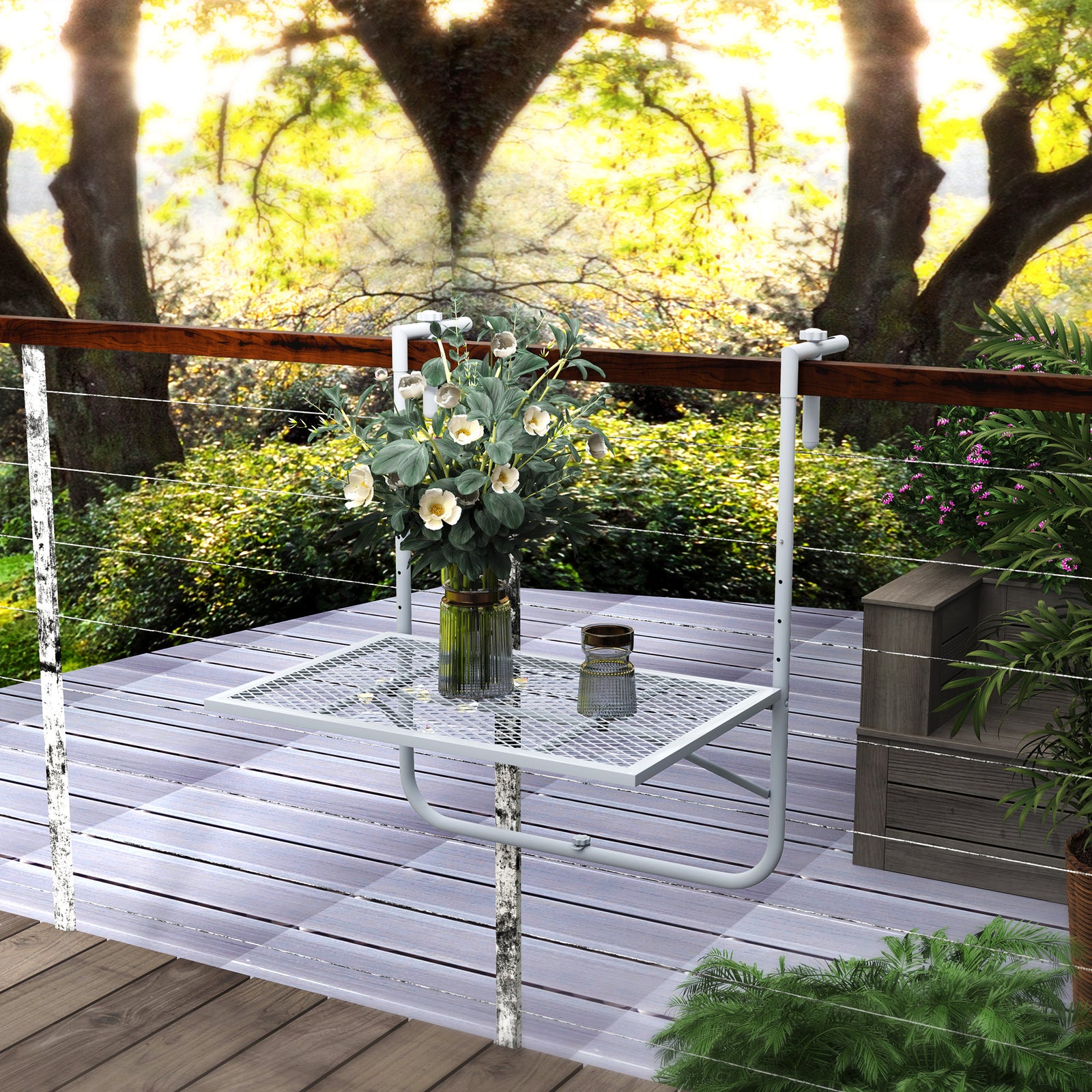 Balcony Hanging Table Wall Mount Adjustable Folding Desk