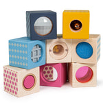 Bigjigs Toys 8 Wooden Sensory Blocks, Each With A Different Experence
