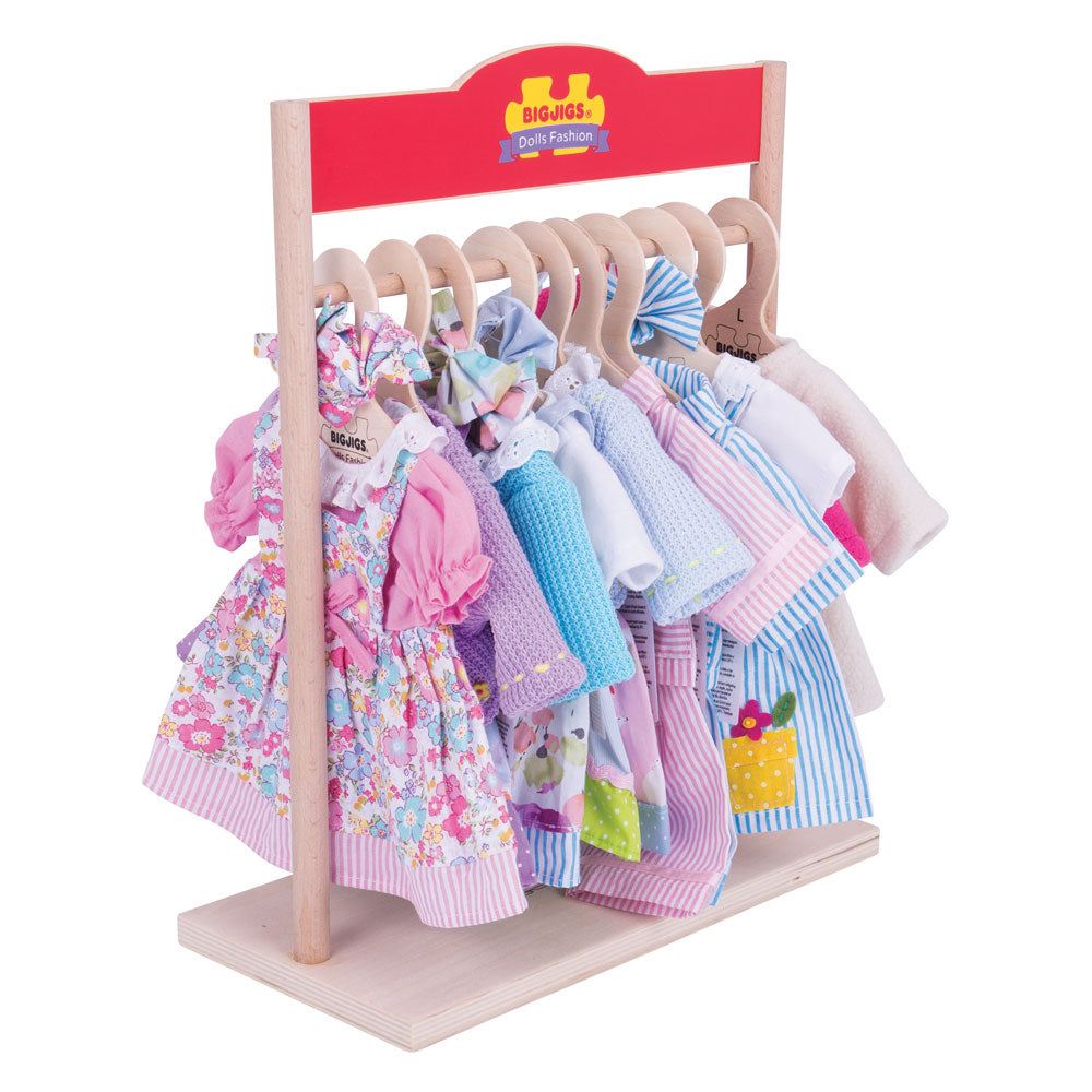 Bigjigs Toys Wooden Clothes Rail for Ragdoll Outfits
