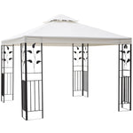 3m X 3m Outdoor Decorative Garden Gazebo Canopy Steel Frame | Cream