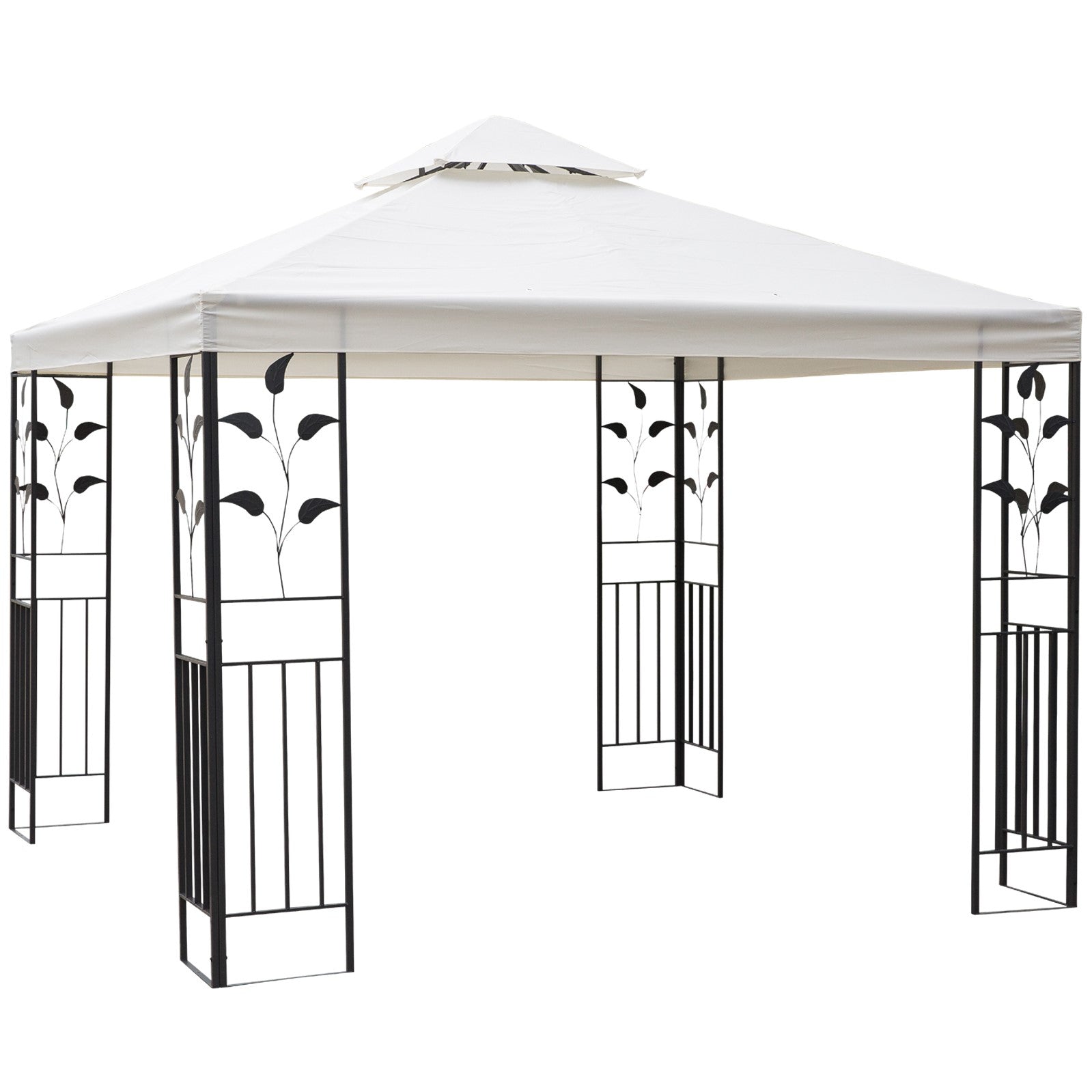 3m X 3m Outdoor Decorative Garden Gazebo Canopy Steel Frame | Cream