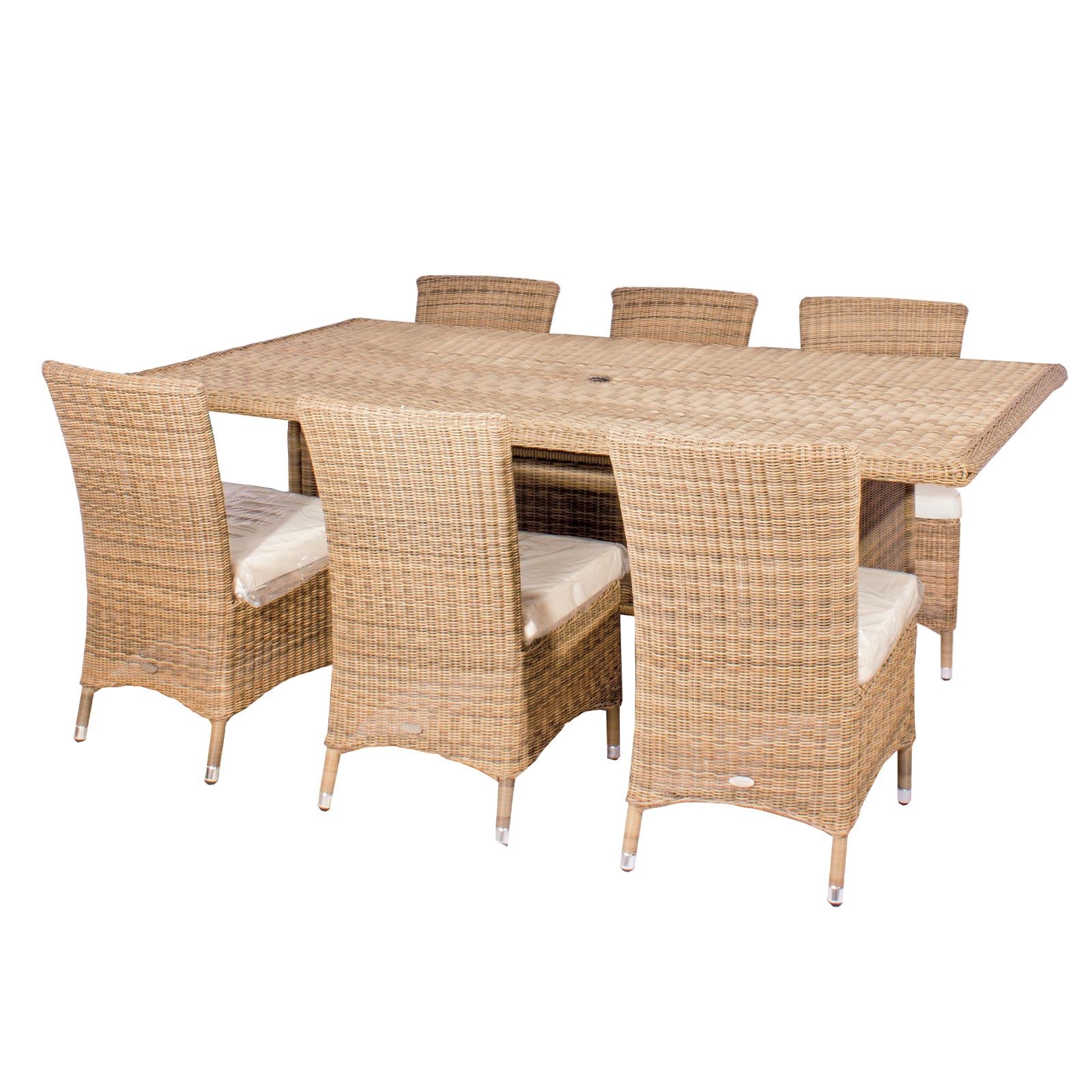 Barcelona Rattan 6 Seat Dining Set With Rectangle Table In 4 Seasons | 4 Seasons