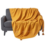 Cotton Rajput Ribbed Throw | 225cm x 255cm | Mustard