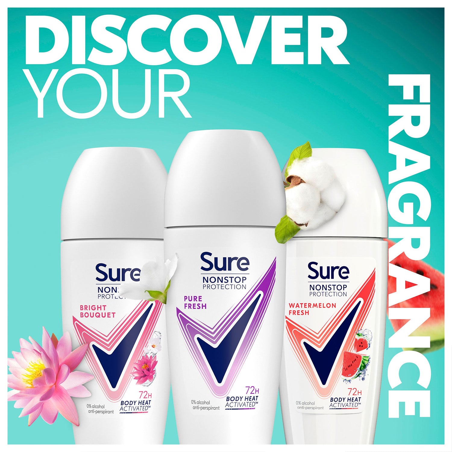 Women Motion Sense Ap Deodorant Rollon 72h Nonstop, Pure Fresh - 50ml, 6pk | 6