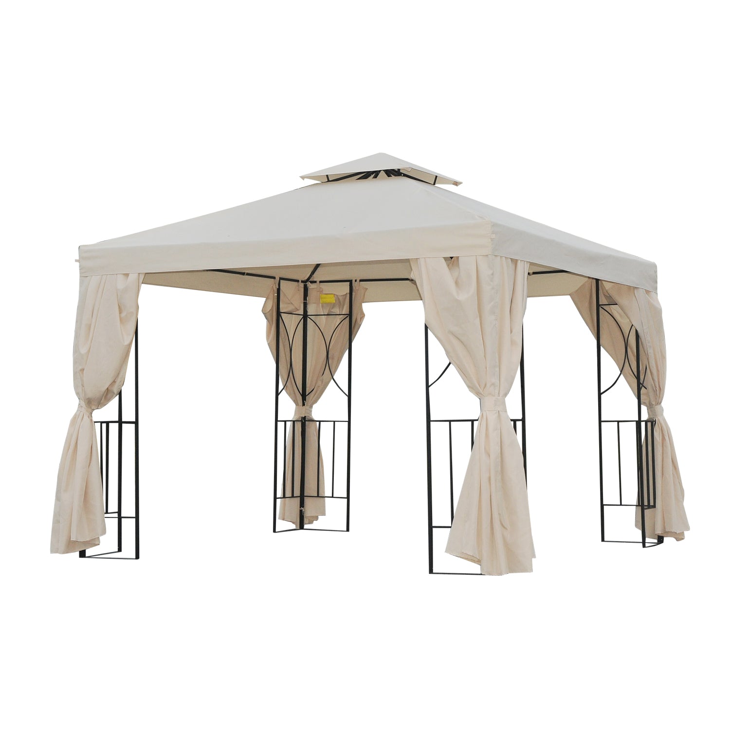 Garden Metal Gazebo Sun Shade Shelter Outdoor Party Tent | Beige