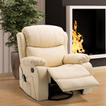 Massage Recliner Manual W/ Footrest Remote | Beige