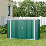 Garden Storage Shed Bike Metal Pent Tool Shed House Galvanized Steel Can Put 3-4 Bicycles (d105x W210x H130cm) | Green