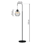 Cliff Black Floor Lamp Hand Made Matt Black Cage Style Lamp With Natural Wood Detail