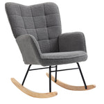 Wingback Rocking Chair For Nursing W/ Steel Frame | One Size | Dark Gray