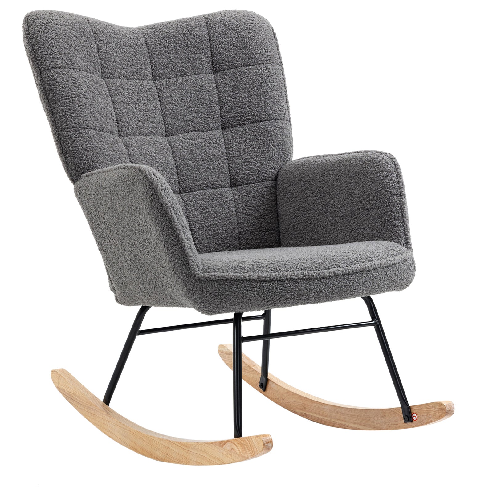 Wingback Rocking Chair For Nursing W/ Steel Frame | One Size | Dark Gray