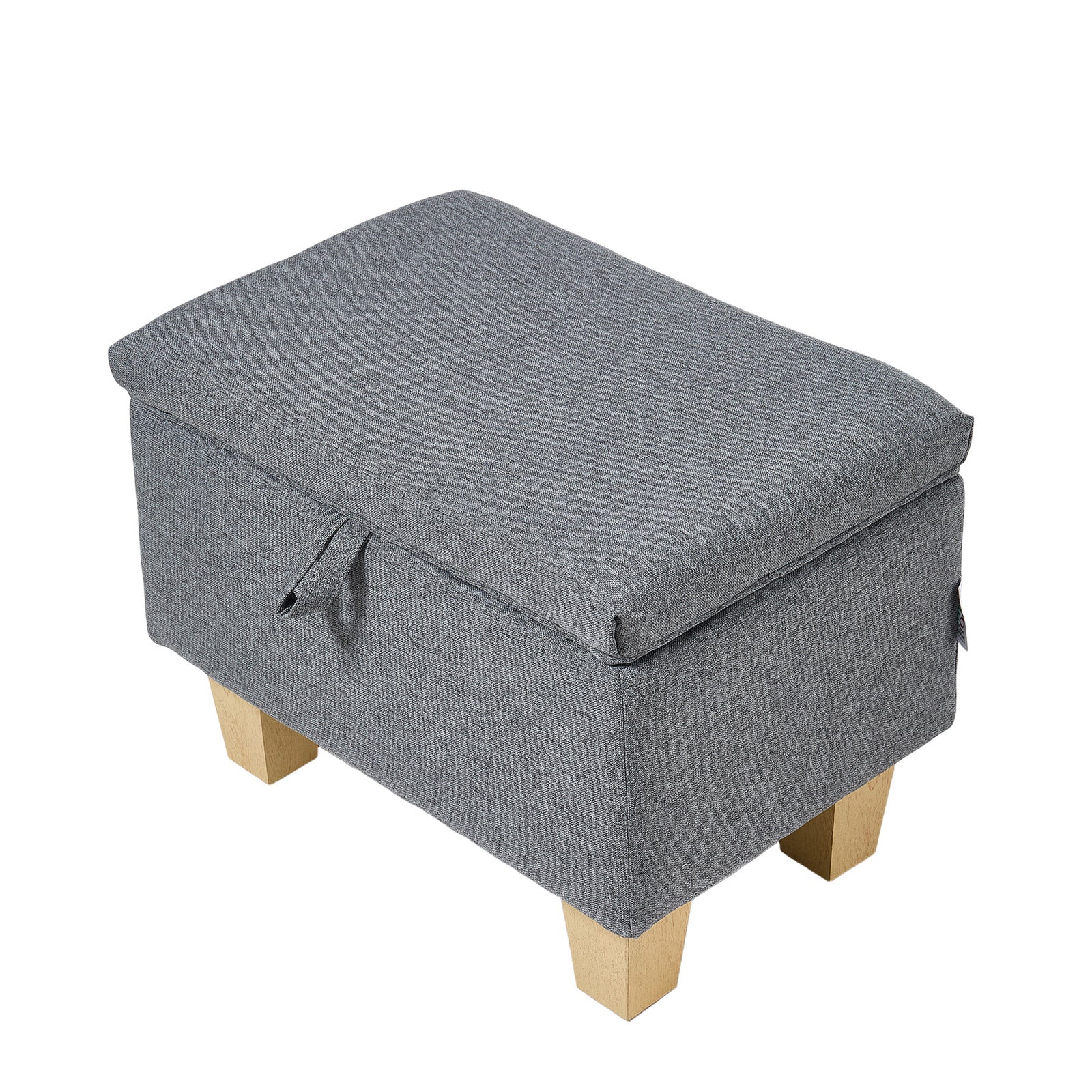 Linen Upholstered Storage Ottoman | Grey