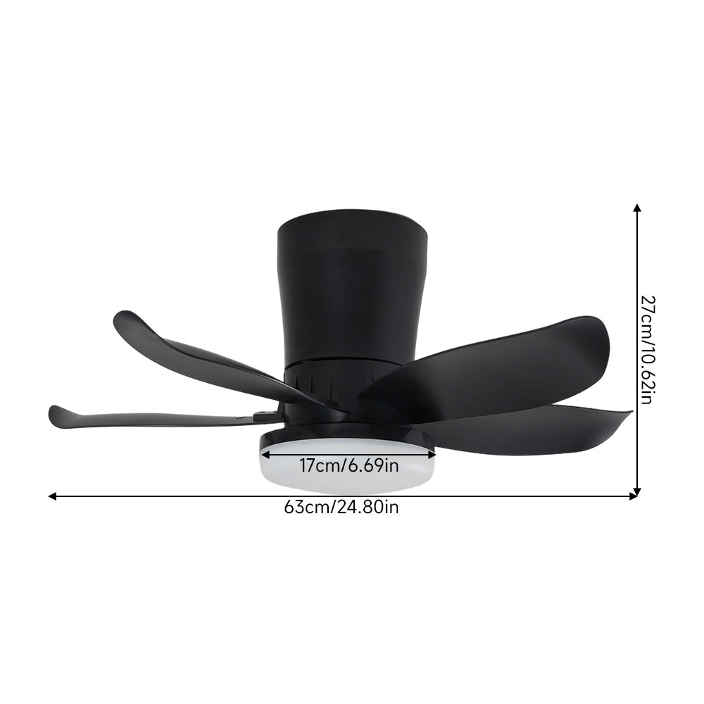 5-blade Ceiling Fan Light With 6-speed Reversible Motor, App & Remote | Black