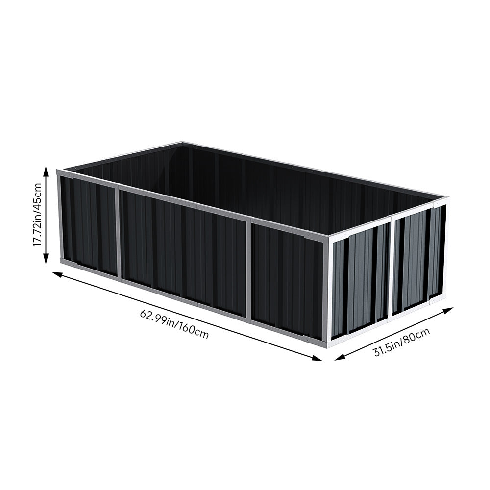 120/160/240cm W X 80cm D X 45cm H Anthracite Grey Raised Garden Bed Galvanized Raised Garden Bed Outdoor Heightened Steel Metal Planter Box | Medium