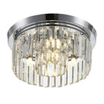 Modern Double Circle Crystal Chandelier Chrome Ceiling Light Droplet Crystal Shade Flush Mount Led Fixture | 35cm x 35cm