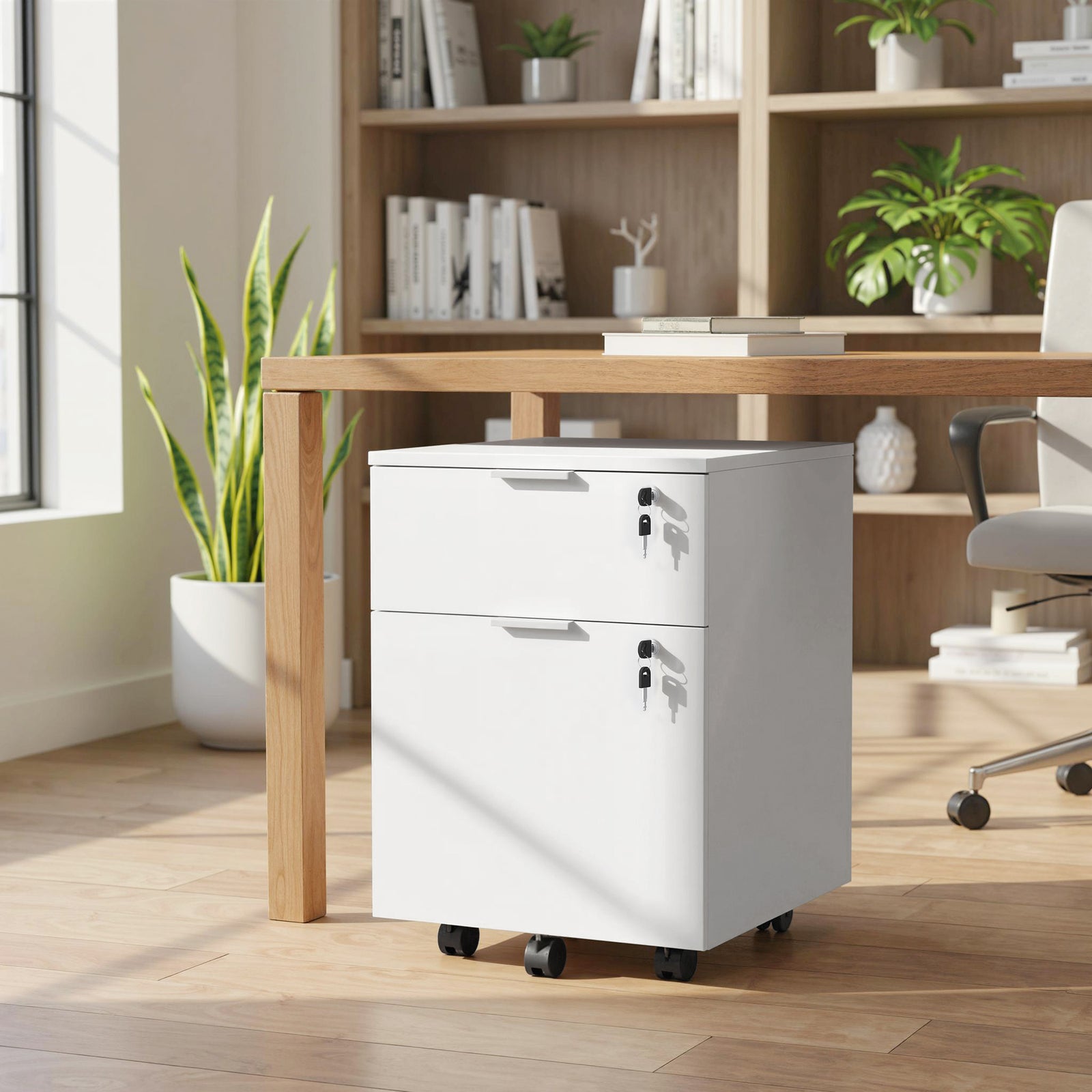 2 Drawer Filing Cabinet With Adjustable Hanging Bars For A4 And Letter | White