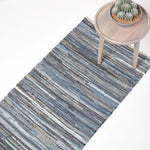 Blue Denim Handwoven Striped Chindi Rug | 200cm | Blue