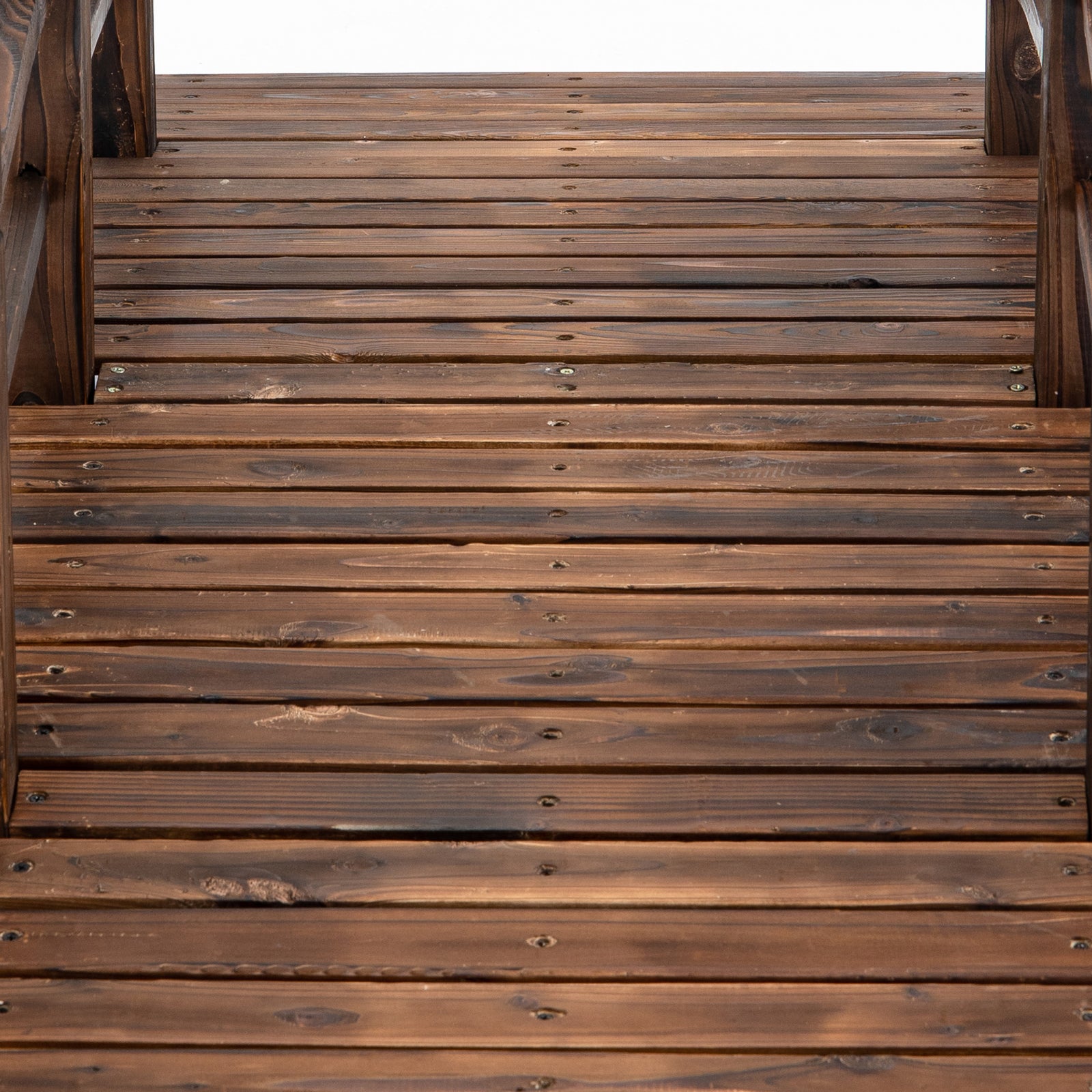 1.5m Wooden Garden Bridge With Railings, Outdoor Pond