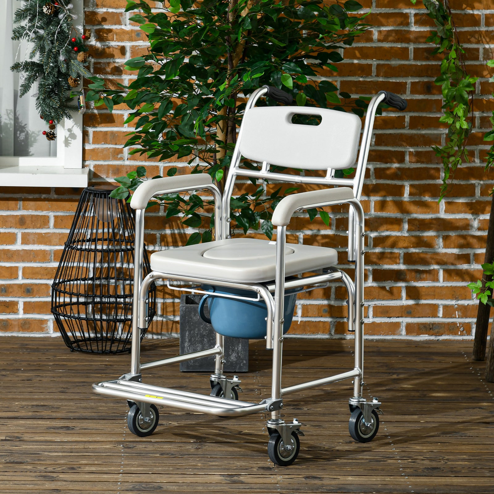 Personal Mobility Assist Waterproof Commode Wheelchair