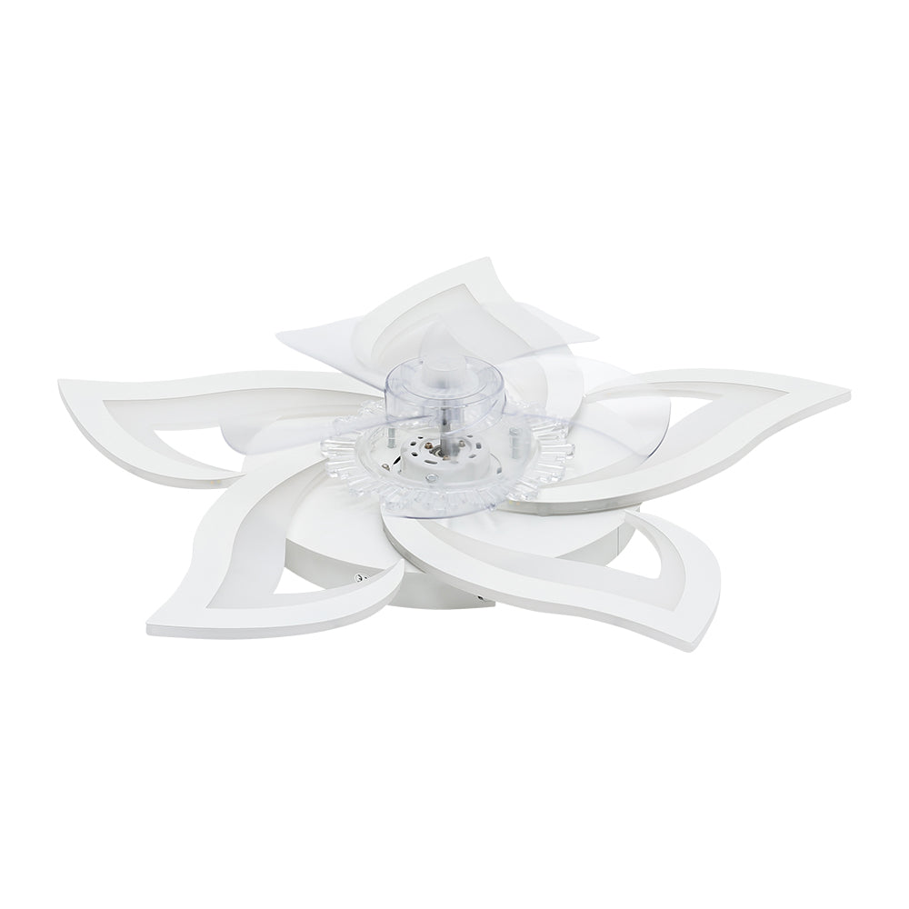 White Petal-shaped Ceiling Fan Light 27.1 Inch Led With 3-color Dimming, Reversible Quiet Motor, 6-speed, 2.4g App Control & Sleep Timer