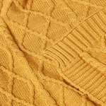 Cable Knit Diamond Pattern Cotton Throw | 130cm x 170cm | Mustard