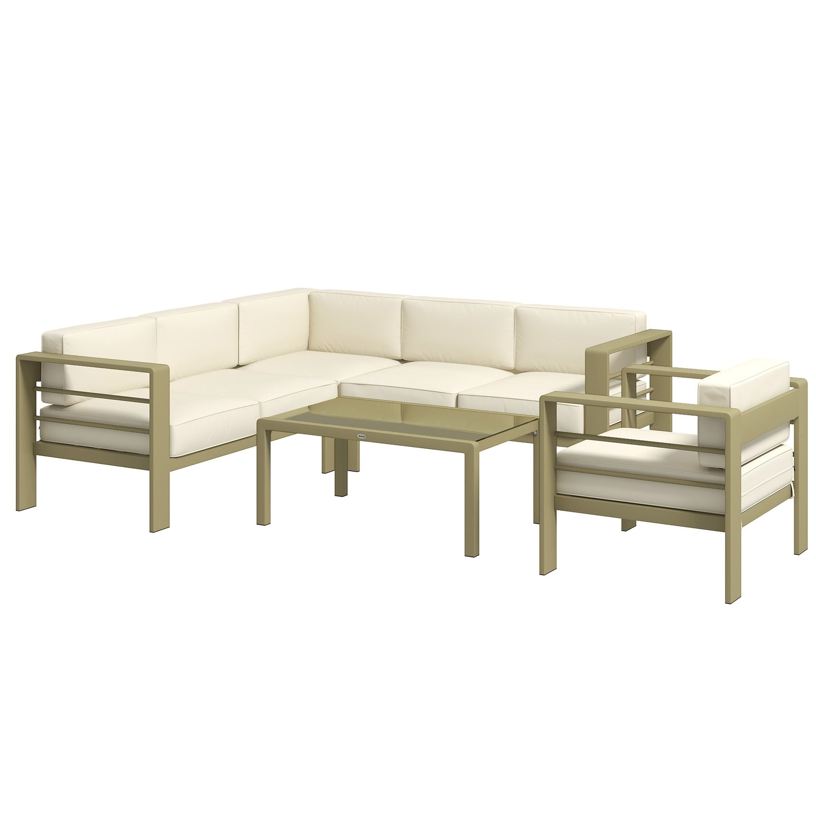 5 Pcs Garden Sofa Set W/ Cushions, Aluminium Furniture Sets | Gold