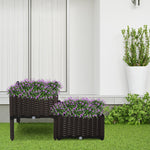 Set Of 2 Raised Flower Bed Plant Stand | Brown