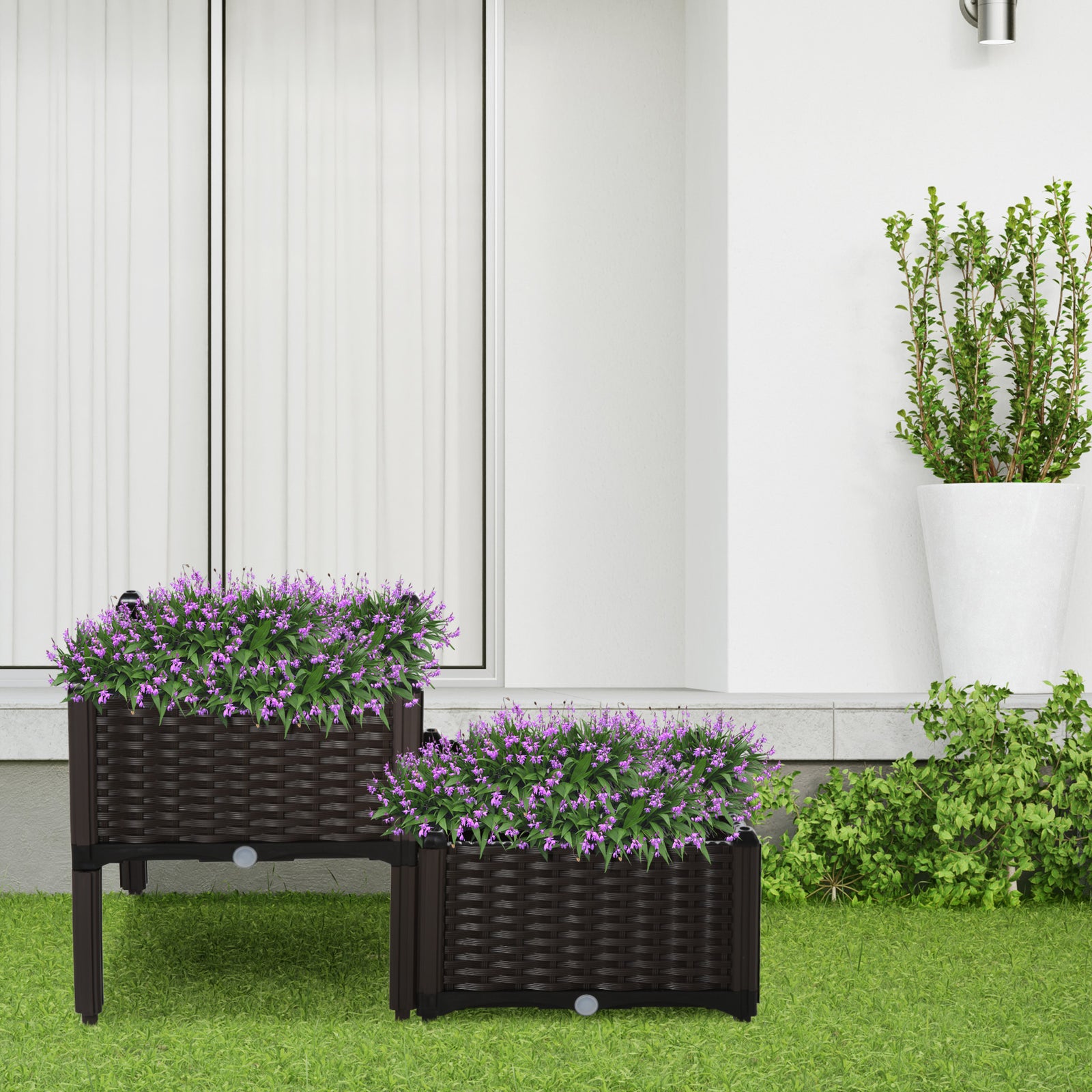 Set Of 2 Raised Flower Bed Plant Stand | Brown