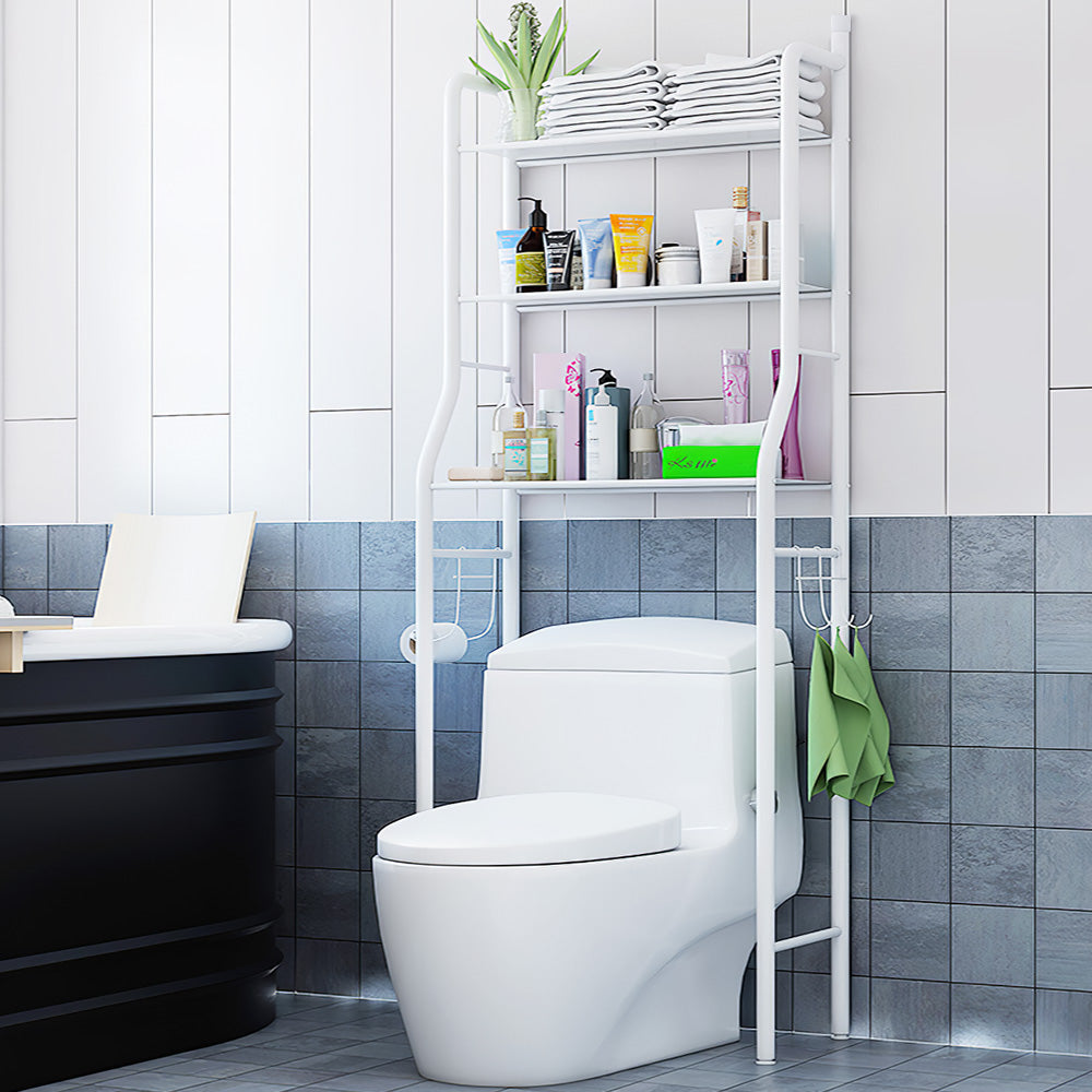 3 Tiers Metal Bathroom Organizer Over Toilet Rack Storage Shelves | White