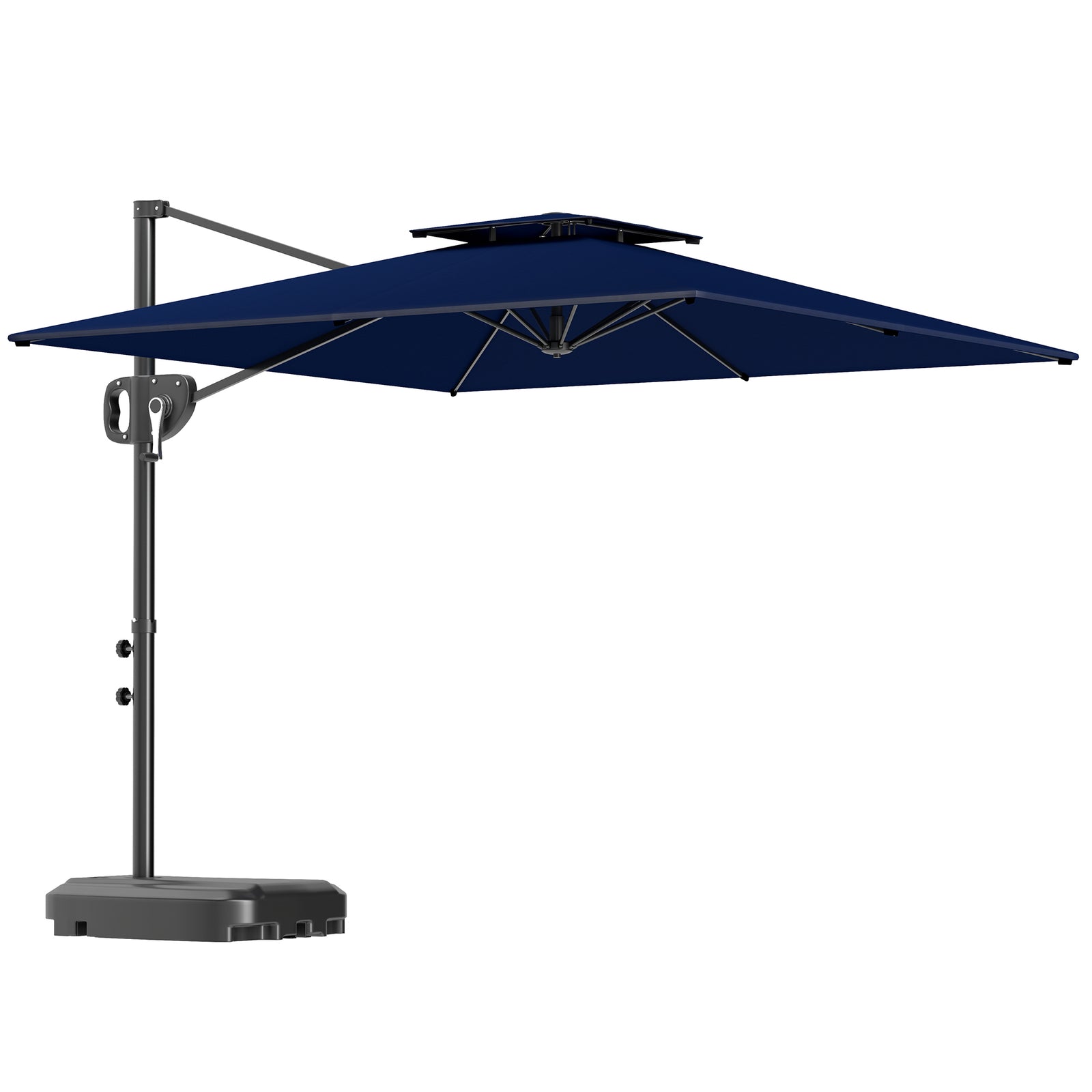 Garden Cantilever Parasol W/ Weighted Base Tilt Crank | Blue