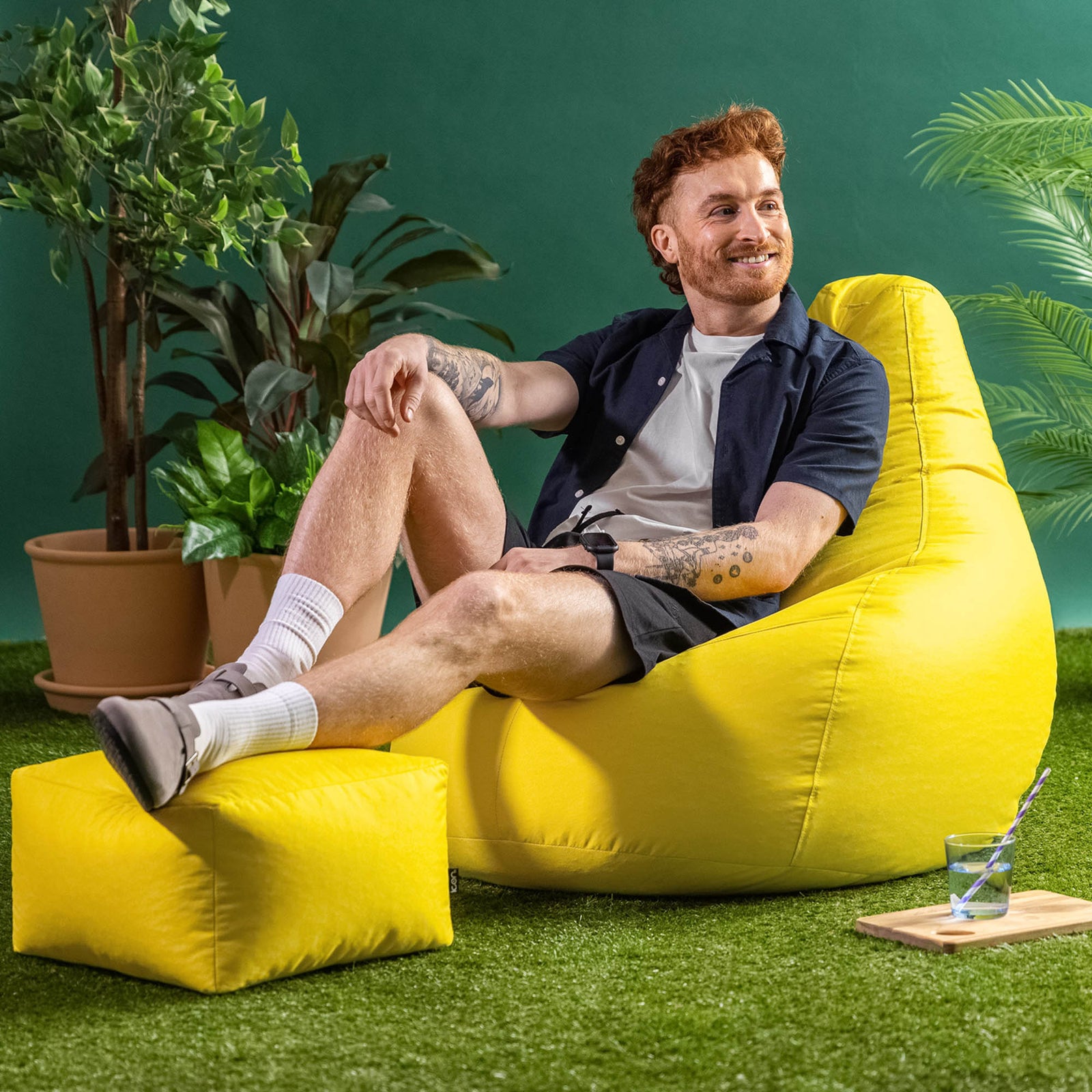 Recliner Indoor Outdoor Bean Bag Chair & Pouffe Chair | Yellow