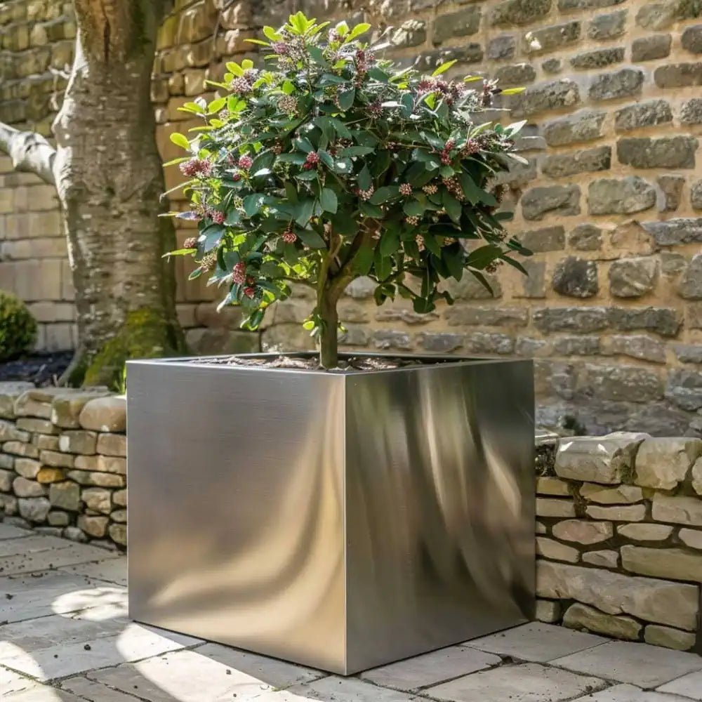 Zinc Galvanised Square Planter | 30cm x 30cm x 30cm | Silver