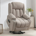 Redding Dual Motor Electric Lift Assist Recliner Chair With Massage And Heat | 1 | Pale Brown