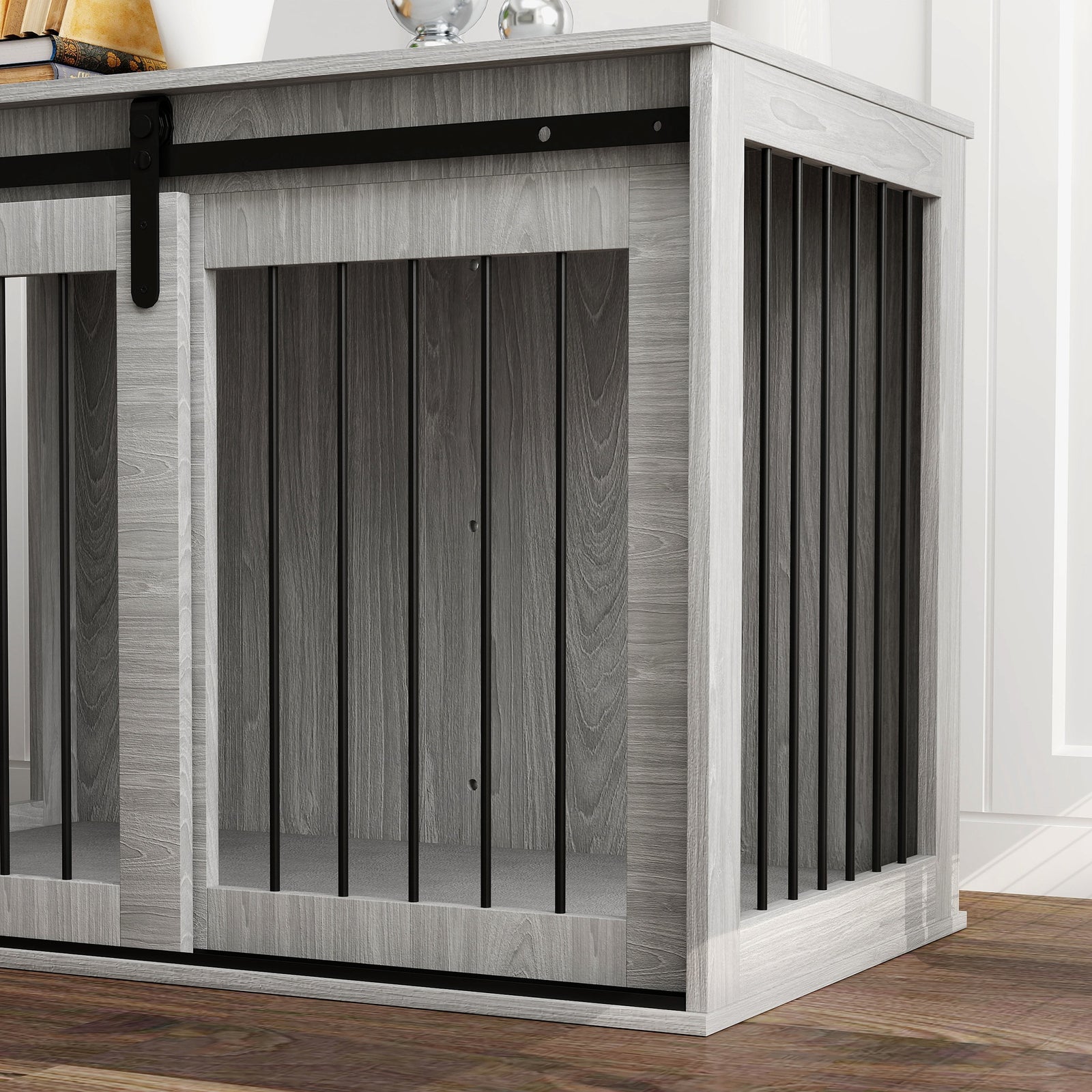 Dog Crate W/ Removable Cushion - Large, Grey | Gray
