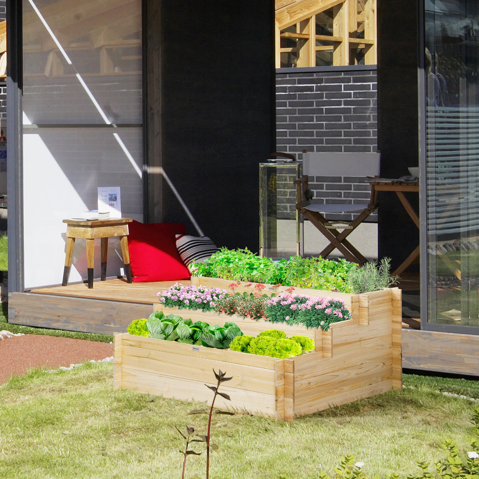 3 Tier Raised Bed Planter With 9 Grow Grids
